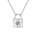 S925 Silber Herzschloss-Halskette mit tanzendem Moissanit-Anhänger an einer O-Kette - 0,5 Karat Moissanit / Tanzende Halskette (Weißgold)