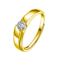 Minimalistischer vergoldeter 925er Silberring mit rundem Brillant-Moissanit-Einzelstein - Unerschütterliche Gelübde Herrenring (Gold)