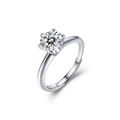 Elegant S925 sterling silver solitaire moissanite ring with six-prong setting and open band - Women's Moissanite Ring (Adjustable) / White Gold