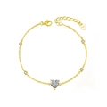 Minimalist S925 sterling silver gold heart bracelet with sparkling heart-cut stone - Moissanite Heart Shape / Gold