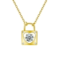 Halskette aus S925 Sterlingsilber vergoldet mit funkelndem Herz-Schloss-Anhänger - 0,5 Karat Moissanit / Tanzende Halskette (Gold)
