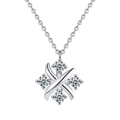 Elegante 925 zilveren ketting met X-vormige hanger en vier fonkelende moissanite stenen - 40 Punten Moissaniet / Witgoud