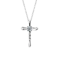 Elegant S925 sterling silver cross necklace with a sparkling round moissanite center stone - 0.3 Carat Moissanite / White Gold