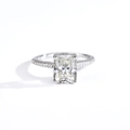 Bague en argent sterling S925 avec moissanite taille radiant et anneau pavé de diamants - US 5 / Moissanite 3 Carat (Radiant 7*9mm)
