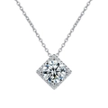 Collier minimaliste en argent 925 avec pendentif en moissanite en forme de cube de sucre - 1 Carat Moissanite / Or Blanc