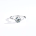 Elegant S925 sterling silver snowflake ring with a round moissanite in a bypass setting - US 5 / 1 Carat Moissanite (6.5mm)