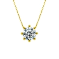 Elegante collana in argento S925 dorato con ciondolo moissanite tonda a 6 griffe - 1 Carato Moissanite / Oro Giallo