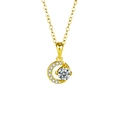 Collana luna in argento S925 dorato con moissanite e zirconi incastonati - Moissanite da 0,5 Carati / Collana Luna Crescente (Colore Oro)