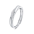 S925 sterling zilveren Rupert's traan koppelring met verstelbare gedraaide band en zirkoon - Verstelbaar Open / Watergolf Moissaniet Damesstijl
