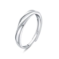Gepolijste S925 sterling zilveren Mobius twist ring met verstelbaar open ontwerp - Verstelbaar Open / Watergolf Eenvoudige Herenstijl
