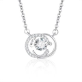 925 zilveren ketting met dubbele cirkel hanger en glinsterende moissanite hoofdsteen - 925 zilver / 1ct Moissaniet (Witgoud Verguld)