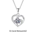 Moissanite 925 sterling silver heart pendant necklace in silver white finish - 1 Carat Moissanite / 925 Silver