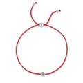 Minimalist red cord bracelet with 925 sterling silver slider and moissanite stone - 0.3 Carat Moissanite / 925 Silver