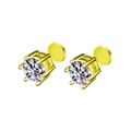 Detail of classic six-prong moissanite magnetic stud earrings in gold-plated silver - Magnetic Model / 1 Carat Moissanite / Gold