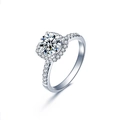 925 silver moissanite halo ring with round center stone and diamond accents - Single Choice (Female 1ct)
