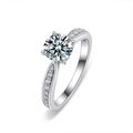 Elegant s925 silver ring featuring a classic four-prong set round moissanite centerpiece - US 5 / White Gold (1.2ct Moissanite)