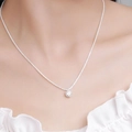Elegant moissanite crown necklace in S925 sterling silver worn by a model - 925 Silver / 0.5 Carat Crown Six-Prong Moissanite Necklace (White)