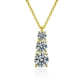 Collier élégant en argent 925 avec trois pierres de moissanite et chaîne dorée chic - Collier Trois Pierres (Moissanite 1.8 Carats) / Or