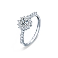 925 zilveren moissanite ring met halo zonnebloem ontwerp en pavé zetting - Maat 5 (Witgoud) / Dames Ring (0,5 Karaat Moissaniet)