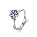 Verstelbare s925 zilveren moissanite ring met hartvormige zetting en ronde edelsteen - Verstelbaar Open / Dames Ring