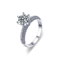 925 silver moissanite couple ring with six-prong set round stone and pavé band - US 5 / Female Style
