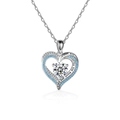 Collana a cuore in argento S925 con pietre blu e incisione I love you to the moon - Moissanite da 2 Carati (Oro Bianco) / Argento 925