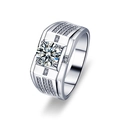 Men's 925 sterling silver moissanite ring with a large center stone and side accents - US 8 / Male Style