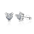 Pendientes de moissanita con forma de corazón en plata 925 y engaste de tres garras corazón - Plata 925 / 1 Quilate Corazón Moissanita (Con Certificado GRA)