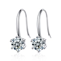 Classic six-claw sterling silver earrings with round brilliant moissanite stones - 925 Silver / 1.2CT Moissanite (Platinum Color)
