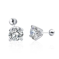 Pendientes clásicos de moissanita en plata S925 con cierre de rosca seguro de cuatro puntas - 5.0mm / 50 Puntos Moissanita (5268626889893) / Oro Blanco