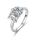Bague en argent 925 avec moissanite taille poire et princesse dans un design bypass - US 5 / Or Blanc