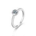 Polished 925 sterling silver solitaire ring featuring a round moissanite in bezel setting - US 5 / 0.3 Carat Moissanite