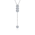 Elegant 925 sterling silver tassel Y-necklace with four sparkling moissanite pendants - Moissanite Tassel Necklace (XMZ063)