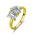 Bague en argent 925 doré avec moissanites tailles poire et rectangulaire - US 5 / Or 18K