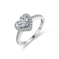 925 silver heart halo ring featuring brilliant moissanite and micro-pave band detail - US 5 / Heart Moissanite