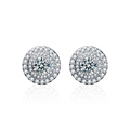 Orecchini a lobo halo in argento S925 e moissanite con doppio cluster di diamanti - Argento 925 / 40 Punti Moissanite