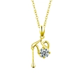 Collana Moissanite dorata in argento S925 con pendente curvo scintillante da donna - Acquario 20 Gen-18 Feb (Color Oro)