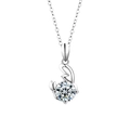 Collier zodiacal élégant en argent S925 avec pendentif en moissanite ronde brillante - Cancer 22 Juin-22 Juil (Couleur Or Blanc)