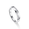 Adjustable S925 sterling silver couple ring with three sparkling round moissanite stones - Adjustable Open / Men's Ring