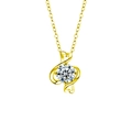 Collier pendentif coeur du zodiaque doré avec une moissanite ronde taille brillant - Poissons 19 Fév-20 Mars (Couleur Or)