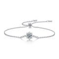 925 sterling silver adjustable halo bracelet with round moissanite and sliding clasp - 0.5 Carat Moissanite / 925 Silver