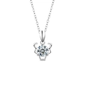 Collier en argent S925 avec pendentif tête de taureau et moissanite ronde brillante - Taureau 20 Avr-20 Mai (Couleur Or Blanc)