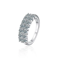 Fonkelende S925 sterling zilveren ring met dubbele rij geplaveide moissaniet stenen - US 5 / Zilver