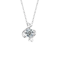 Collier en argent S925 avec pendentif en cœurs entrelacés et pierre de moissanite ronde - Poissons 19 Fév-20 Mars (Couleur Or Blanc)