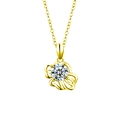 Collier en argent S925 doré avec pendentif moissanite brillant et motif floral - Lion 23 Juil-22 Août (Couleur Or)