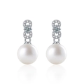 Eleganti orecchini in argento s925 con perle e moissanite dal design a infinito - Argento 925 / Orecchini di Perle Moissanite