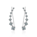 925 Sterling Silver Moissanite Climber Earrings with Graded Round Cut Stones - Row Drill Ear Climbers / 925 Silver