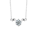 Collier zodiaque en argent 925 avec pierre moissanite ronde et finition argentée - Bélier 21 Mars-19 Avr (Couleur Or Blanc)