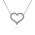 Elegant 925 sterling silver heart necklace with pave-set sparkling zirconia on white background - 1.2 Carat Moissanite / 925 Silver