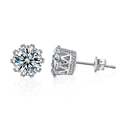 Exquisitos pendientes de corona en plata de ley S925 con brillantes moissanitas - Plata 925 / Moissanita de 0,5 Quilates